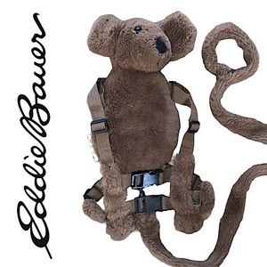 Eddie Bauer Brown Fuzzy Harness Buddy Backpack